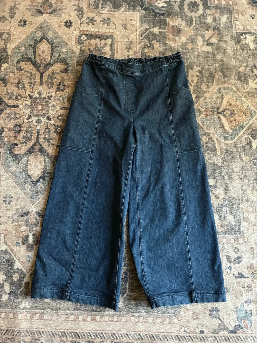 Lisa Bayne high waist wide leg Denim utility pant size medium indigo color - Picture 2 of 4